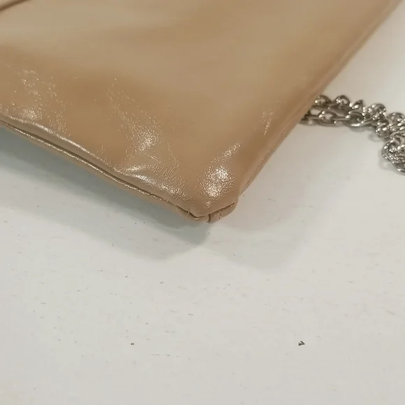 INC Lilly Beige Faux Leather Gold Chain Clutch Shoulder Bag - Picture 8 of 13